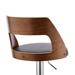 Itzan Adjustable 25-33 in. Seat Height Low Back Swivel Grey Faux Leather/Walnut Wood Bar Stool Chrome Base 43 in. Height by Armen Living -Armen Living Online Shop gray walnut armen living bar stools lcitbawagr fa 1000