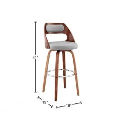 Julius 30 in. Barstool w/ High Back Grey Faux Leather and Walnut Wood Finish by Armen Living 13 Julius 30 in. Barstool w/ High Back Grey Faux Leather and Walnut Wood Finish by Armen Living -Armen Living Online Shop gray walnut armen living bar stools lcjubawagr30 40 1000