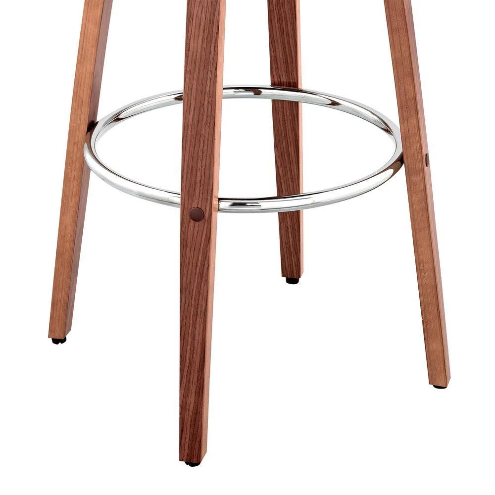 Julius 30 in. Barstool w/ High Back Grey Faux Leather and Walnut Wood Finish by Armen Living 10 Julius 30 in. Barstool w/ High Back Grey Faux Leather and Walnut Wood Finish by Armen Living - Image 9