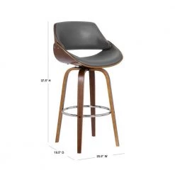 Mona 37.5 in. Walnut Wood Grey Bar Stool by Armen Living -Armen Living Online Shop gray walnut armen living bar stools lcmnbawagr26 40 1000