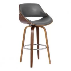Mona 37.5 in. Walnut Wood Grey Bar Stool by Armen Living