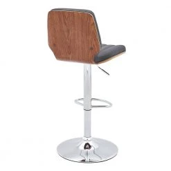 Sabine Gray Adjustable Swivel Faux Leather with Walnut Back and Chrome Bar Stool by Armen Living -Armen Living Online Shop gray walnut armen living bar stools lcsbbawagr 1f 1000
