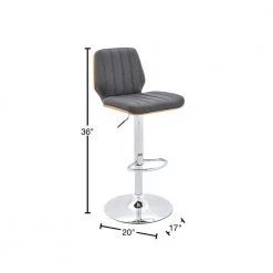 Sabine Gray Adjustable Swivel Faux Leather with Walnut Back and Chrome Bar Stool by Armen Living -Armen Living Online Shop gray walnut armen living bar stools lcsbbawagr 40 1000