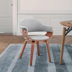 Adalyn Grey Faux Leather and Walnut Wood Dining Room Accent Chair by Armen Living -Armen Living Online Shop gray walnut armen living dining chairs lcadchwagr 31 1000