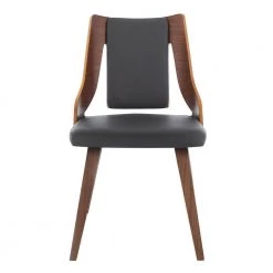 Aniston Gray Faux Leather and Walnut Wood Dining Chairs (Set of 2) by Armen Living -Armen Living Online Shop gray walnut armen living dining chairs lcansiwagr 4f 1000