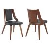 Aniston Gray Faux Leather and Walnut Wood Dining Chairs (Set of 2) by Armen Living