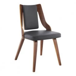 Aniston Gray Faux Leather and Walnut Wood Dining Chairs (Set of 2) by Armen Living -Armen Living Online Shop gray walnut armen living dining chairs lcansiwagr c3 1000