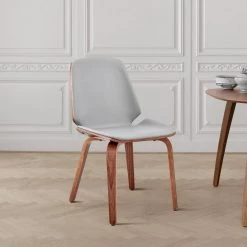 Brinley Grey Faux Leather and Walnut Wood Dining Room Accent Chair by Armen Living -Armen Living Online Shop graywalnut armen living dining chairs lcbnsiwagr 31 1000