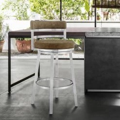 Madrid Contemporary 26 in. Counter Height Barstool in Brushed Stainless Steel Finish and Green Faux Leather by Armen Living 19 Madrid Contemporary 26 in. Counter Height Barstool in Brushed Stainless Steel Finish and Green Faux Leather by Armen Living -Armen Living Online Shop green armen living bar stools lcmababsgrn26 31 1000