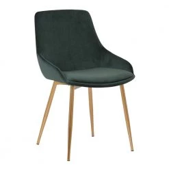 Heidi Contemporary Dining Chair in Gold Metal Finish and Green Velvet by Armen Living