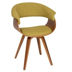 Summer Green Fabric and Walnut Wood Modern Dining Chair by Armen Living