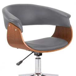 Bellevue Chrome with Grey Faux Leather and Walnut Veneer Mid-Century Office Chair by Armen Living -Armen Living Online Shop grey and walnut armen living task chairs lcbvofchwagr 44 1000