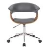 Bellevue Chrome with Grey Faux Leather and Walnut Veneer Mid-Century Office Chair by Armen Living -Armen Living Online Shop grey and walnut armen living task chairs lcbvofchwagr 64 1000