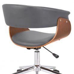 Bellevue Chrome with Grey Faux Leather and Walnut Veneer Mid-Century Office Chair by Armen Living -Armen Living Online Shop grey and walnut armen living task chairs lcbvofchwagr fa 1000