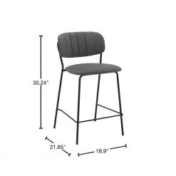 Carlo 26 in. Grey Faux Leather and Black Metal Counter Height Bar Stool by Armen Living -Armen Living Online Shop grey armen living bar stools lccobablgr26 40 1000