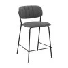 Carlo 26 in. Grey Faux Leather and Black Metal Counter Height Bar Stool by Armen Living -Armen Living Online Shop grey armen living bar stools lccobablgr26 64 1000