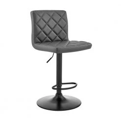 The Duval 24-32 in. H Adjustable Gray Faux Leather Swivel Bar Stool by Armen Living