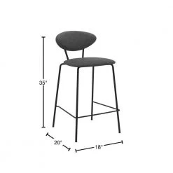 Neo 35 in. Gray Modern Faux Leather and Metal Counter Height Bar Stool by Armen Living -Armen Living Online Shop grey armen living bar stools lcnebablgr26 40 1000