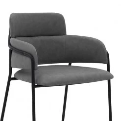 Oshen 36 in. Gray Modern Faux Leather and Metal Counter Height Bar Stool by Armen Living -Armen Living Online Shop grey armen living bar stools lcosbablgry26 1f 1000