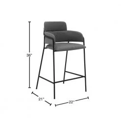 Oshen 36 in. Gray Modern Faux Leather and Metal Counter Height Bar Stool by Armen Living -Armen Living Online Shop grey armen living bar stools lcosbablgry26 40 1000