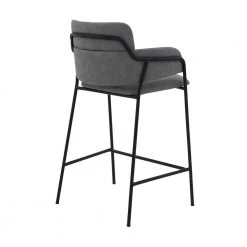 Oshen 36 in. Gray Modern Faux Leather and Metal Counter Height Bar Stool by Armen Living -Armen Living Online Shop grey armen living bar stools lcosbablgry26 4f 1000