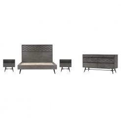 Makena 4-Piece Grey Acacia King Bedroom Set by Armen Living