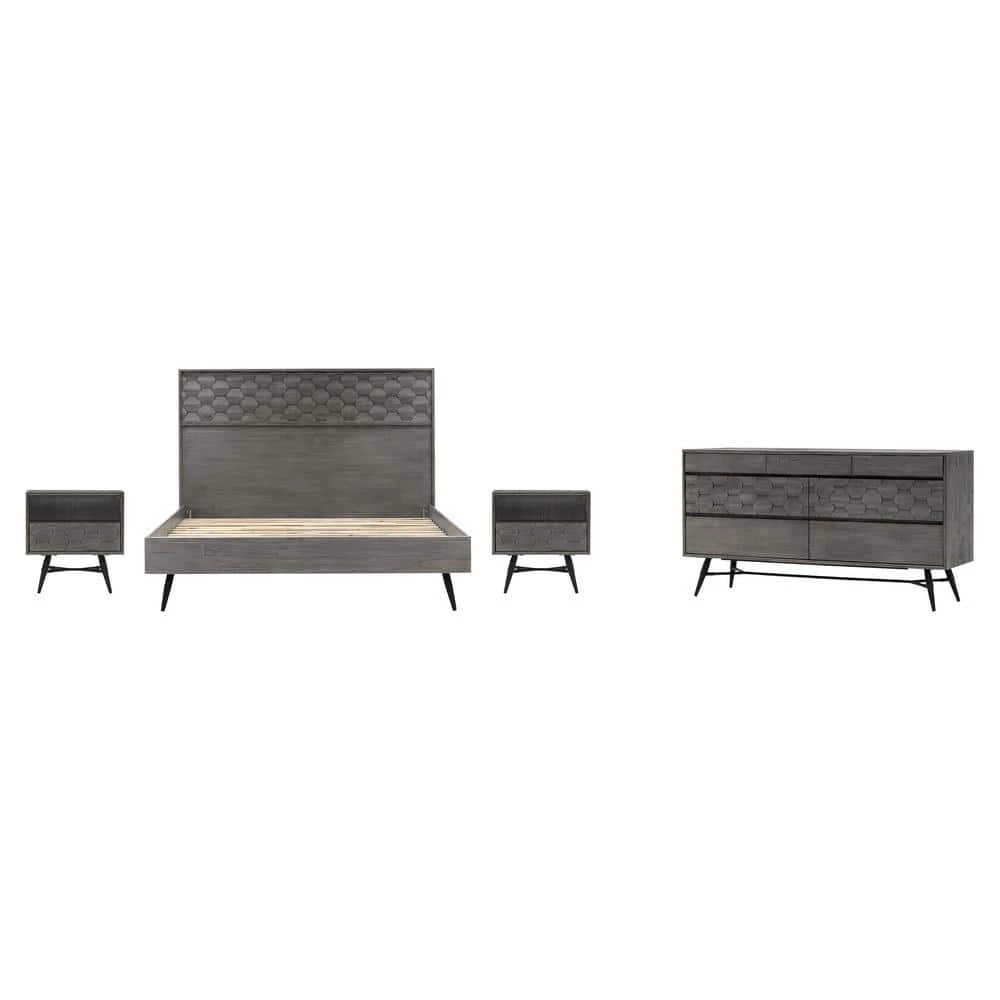 Makena 4-Piece Grey Acacia King Bedroom Set by Armen Living 3 Makena 4-Piece Grey Acacia King Bedroom Set by Armen Living