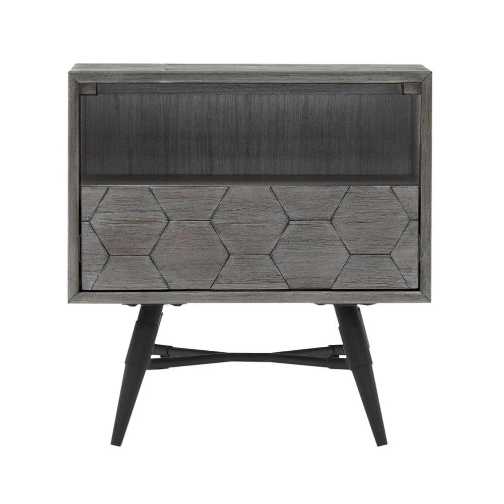 Makena 4-Piece Grey Acacia King Bedroom Set by Armen Living 9 Makena 4-Piece Grey Acacia King Bedroom Set by Armen Living - Image 7