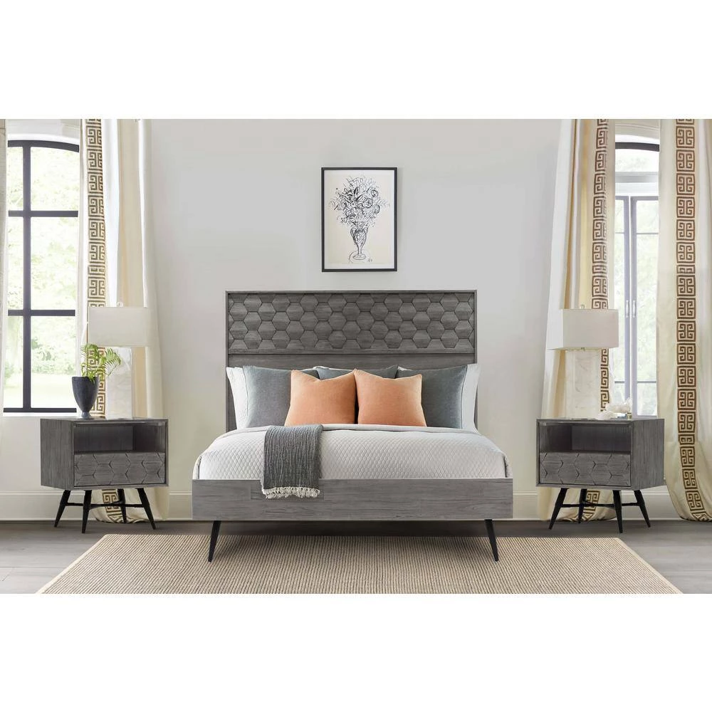 Makena 3-Piece Grey Acacia Queen Bedroom Set by Armen Living 11 Makena 3-Piece Grey Acacia Queen Bedroom Set by Armen Living - Image 9
