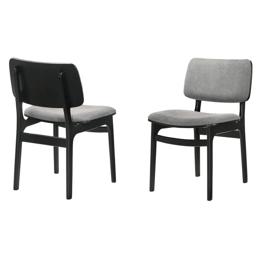 Lima Black and Grey Wood Accent Fabric Dining Chairs (Set of 2) by Armen Living 3 Lima Black and Grey Wood Accent Fabric Dining Chairs (Set of 2) by Armen Living