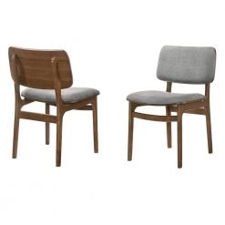 Lima Walnut and Grey Wood Accent Fabric Dining Chairs (Set of 2) by Armen Living