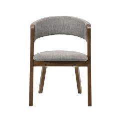 Rowan Walnut and Grey Mid-Century Modern Accent Fabric Dining Chair (Set of 2) by Armen Living -Armen Living Online Shop grey armen living dining chairs lcrwsigrwa 4f 1000