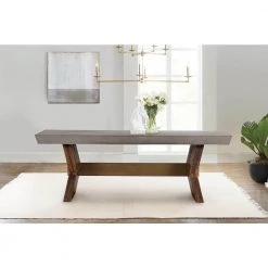 Picadilly 87 in. Rectangle Grey Concrete Top with Acacia Wood Frame (Seats 8) by Armen Living -Armen Living Online Shop grey armen living kitchen dining tables lcpjdicc 31 1000