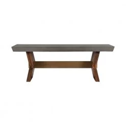Picadilly 87 in. Rectangle Grey Concrete Top with Acacia Wood Frame (Seats 8) by Armen Living