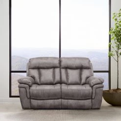 Estelle 66 in. Grey Polyester 2-Seater Loveseat with Power Reclining by Armen Living -Armen Living Online Shop grey armen living loveseats lces2gm 31 1000