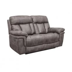 Estelle 66 in. Grey Polyester 2-Seater Loveseat with Power Reclining by Armen Living