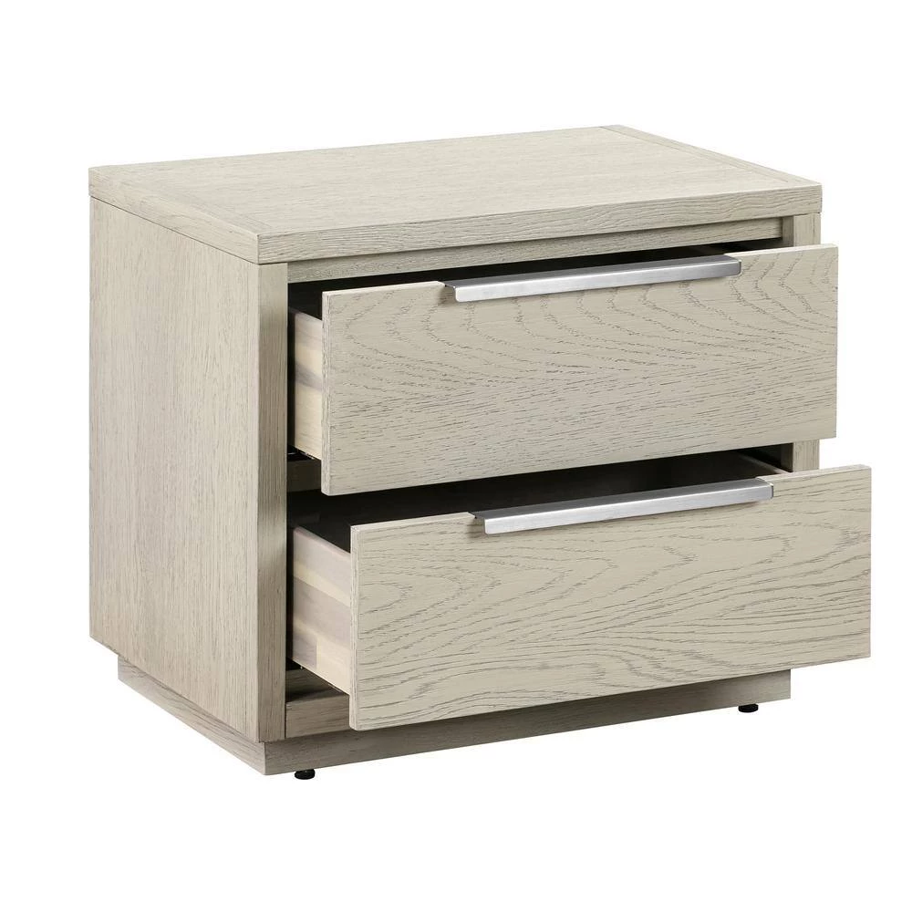 Abbey 2-Drawer Grey Nightstand 21 in. H x 17 in. W x 24 in. D by Armen Living 4 Abbey 2-Drawer Grey Nightstand 21 in. H x 17 in. W x 24 in. D by Armen Living - Image 2