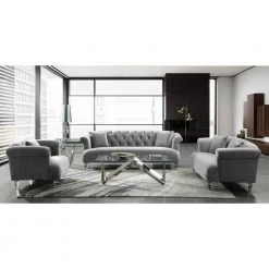 Grey Velvet Contemporary Sofa with Acrylic Legs by Armen Living 10 Grey Velvet Contemporary Sofa with Acrylic Legs by Armen Living -Armen Living Online Shop grey armen living sofas couches lceg3gr 4f 1000