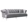 Grey Velvet Contemporary Sofa with Acrylic Legs by Armen Living -Armen Living Online Shop grey armen living sofas couches lceg3gr 64 1000