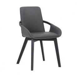 Greisen Charcoal Wood and Grey Fabric Upholstered Dining Room Chair by Armen Living