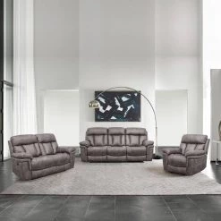 Estelle 83 in. W Gunmetal Polyester Fabric Sofa Set (3-Piece) by Armen Living -Armen Living Online Shop gunmetal armen living loveseats setesgm3pc 31 1000