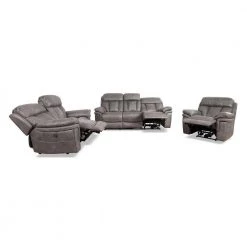 Estelle 83 in. W Gunmetal Polyester Fabric Sofa Set (3-Piece) by Armen Living -Armen Living Online Shop gunmetal armen living loveseats setesgm3pc 4f 1000