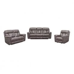 Estelle 83 in. W Gunmetal Polyester Fabric Sofa Set (3-Piece) by Armen Living