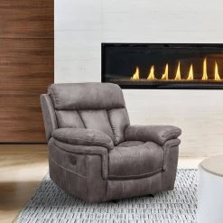 Estelle Gunmetal Polyester Fabric Recliner Chair by Armen Living -Armen Living Online Shop gunmetal armen living recliners lces1gm 31 1000