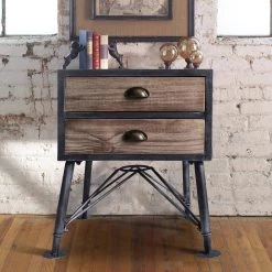 Mathis Industrial Grey 2-Drawer End Table by Armen Living -Armen Living Online Shop industrial grey armen living end side tables lcmtlasbpi 31 1000