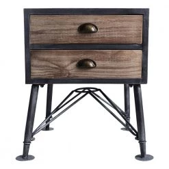 Mathis Industrial Grey 2-Drawer End Table by Armen Living