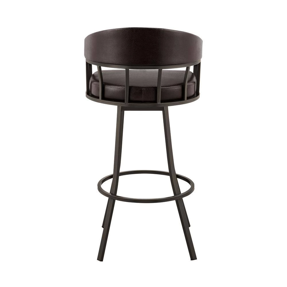 Valerie 36 in. Brown Metal Bar Stool with Faux Leather Seat by Armen Living 8 Valerie 36 in. Brown Metal Bar Stool with Faux Leather Seat by Armen Living - Image 6