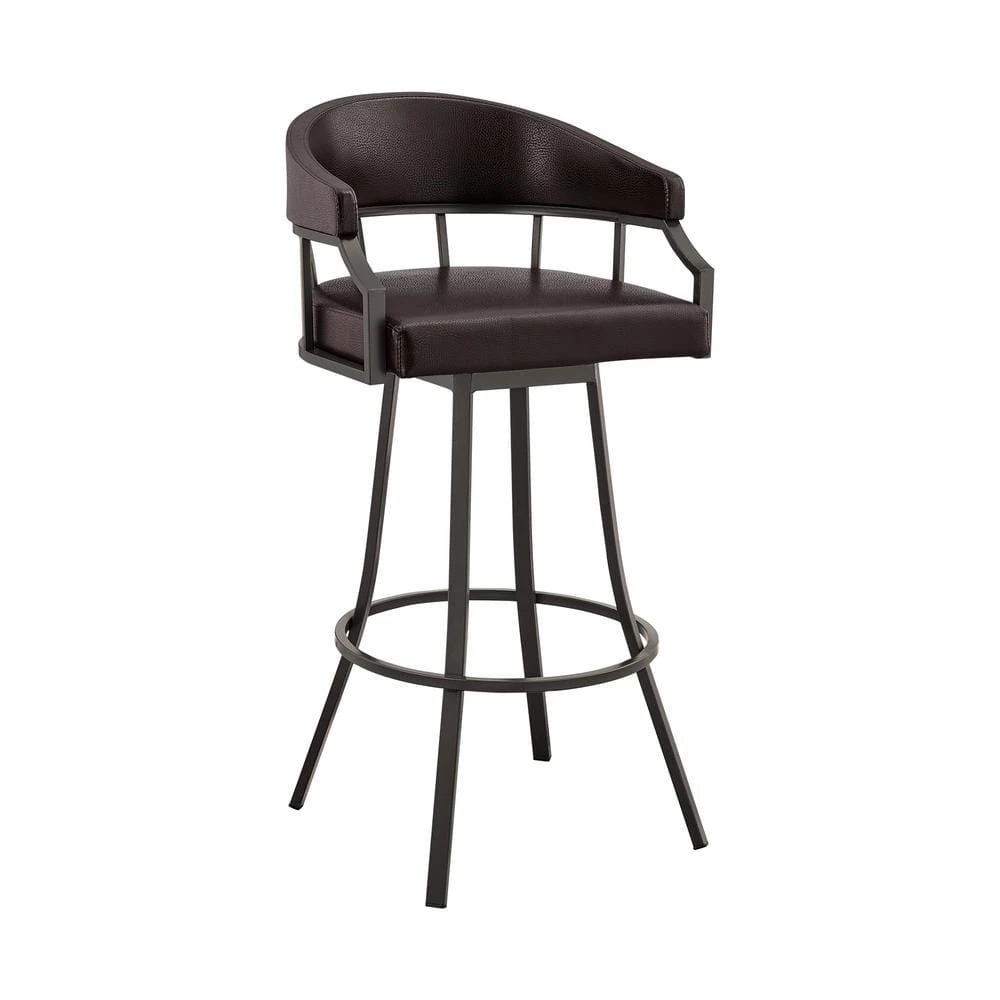 Valerie 36 in. Brown Metal Bar Stool with Faux Leather Seat by Armen Living 3 Valerie 36 in. Brown Metal Bar Stool with Faux Leather Seat by Armen Living