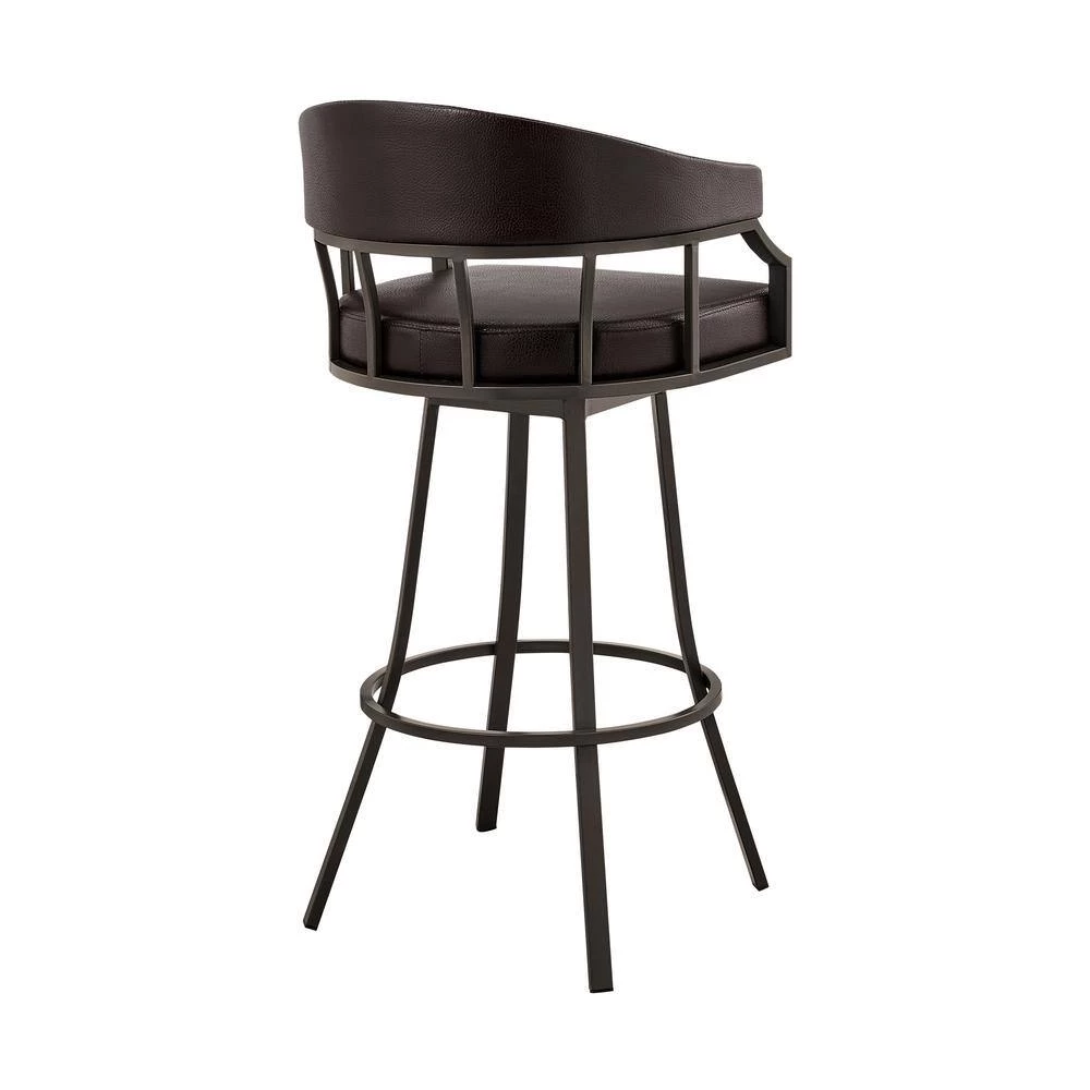 Valerie 40 in. Brown Metal Bar Stool with Faux Leather Seat by Armen Living 7 Valerie 40 in. Brown Metal Bar Stool with Faux Leather Seat by Armen Living - Image 5