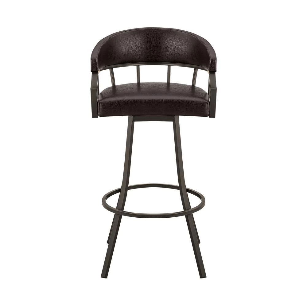 Valerie 40 in. Brown Metal Bar Stool with Faux Leather Seat by Armen Living 5 Valerie 40 in. Brown Metal Bar Stool with Faux Leather Seat by Armen Living - Image 3